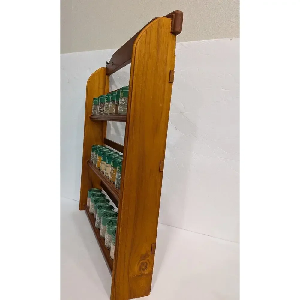 Vintage Wooden Spice Rack Wall Mount 3 Tier Kitchen Shelf 24 New Simply Organic